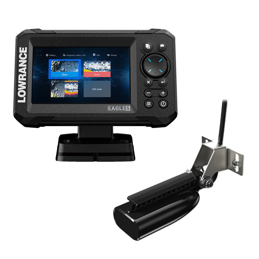 Lowrance Hook 5 CHIRP CHARTPLOTTER Sonar Fishfinder w/ Transducer Mount  Cable