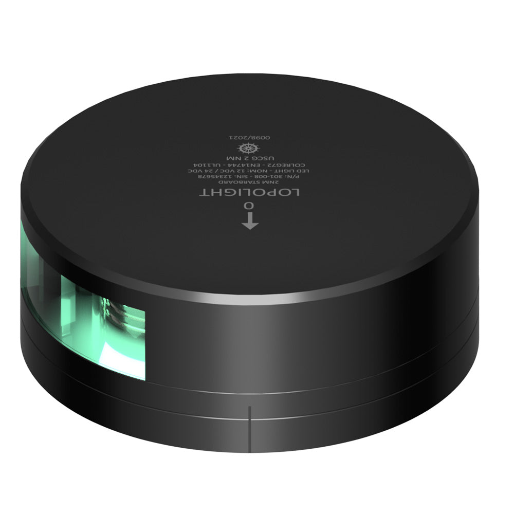 Lopolight Green Starboard Light 2NM Black Housing wFB Base 301008FBB