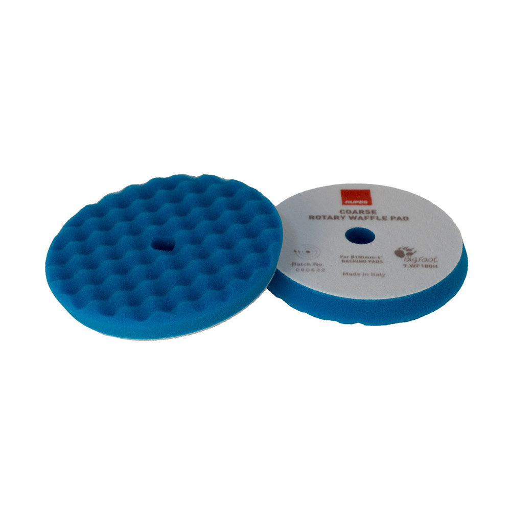 RUPES Velcro Waffle Coarse Polishing Foam Pad fRotary Polishers 180mm Blue 9WF180H