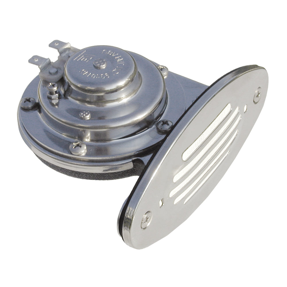 Schmitt Marine Mini Stainless Steel Single DropIn Horn wStainless Steel Grill 12V Low Pitch 10050