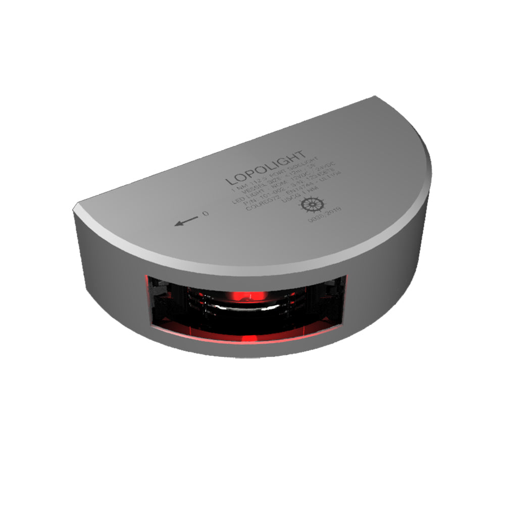 Lopolight Series 101002 Port Side Light 1NM Vertical Mount Red Silver Housing 101002