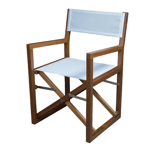 Whitecap Directors Chair wWhite Batyline Fabric Teak 63061