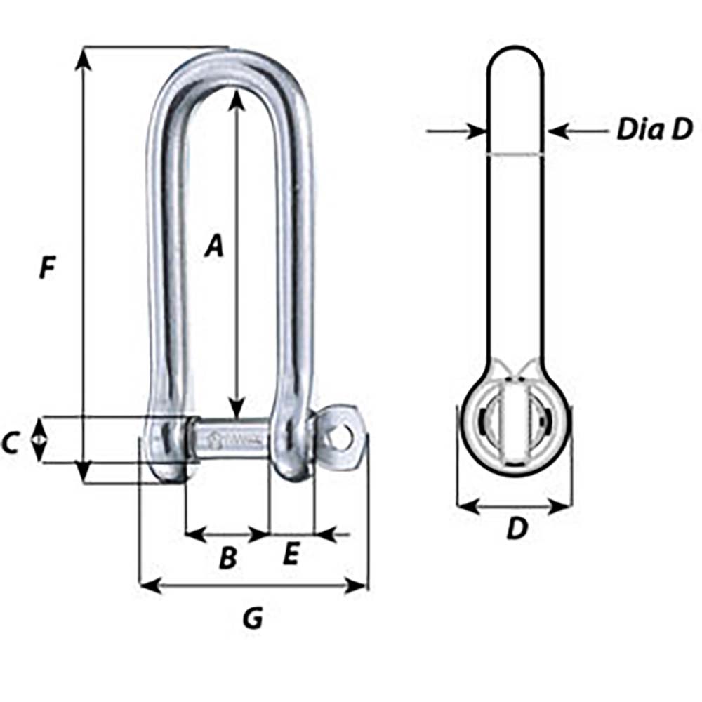 Wichard Captive Pin Long D Shackle Diameter 6mm 14 01413
