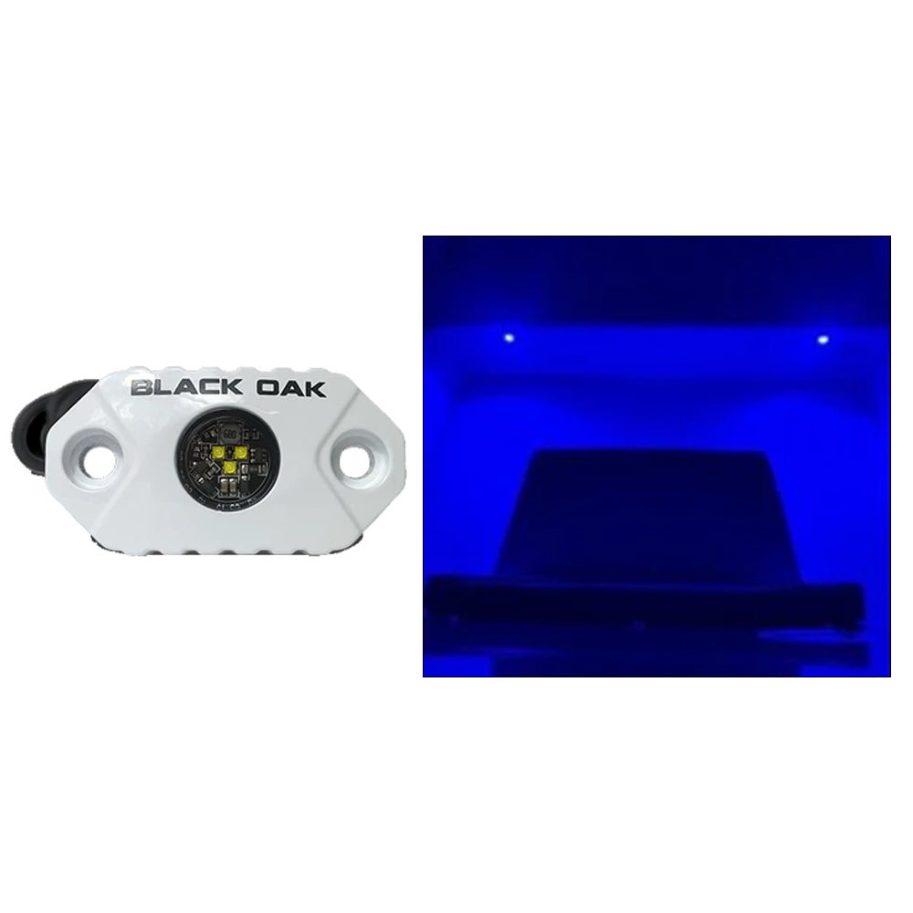 Black Oak Rock Accent Light Blue LEDs White Housing MALB