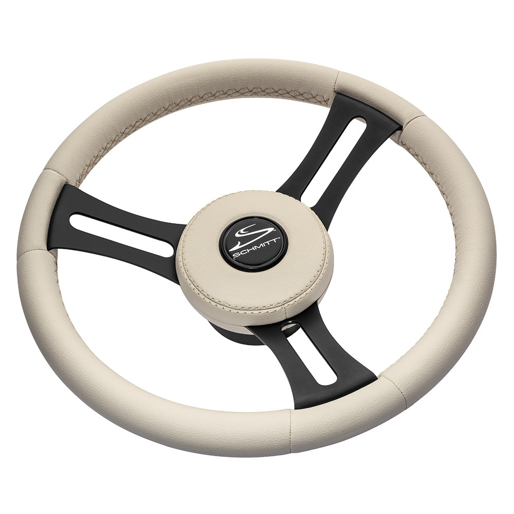 Schmitt Marine Torcello Elite 14 Wheel Beige Leather Cap White Stitching Black SS Spokes 34 Tapered Shaft PU081B11