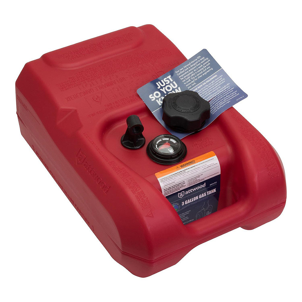 Attwood Portable Fuel Tank 3 Gallon wGauge 8803LPG2