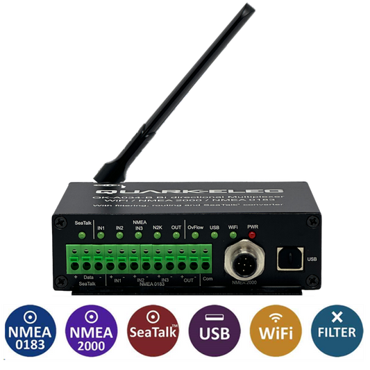 Quark-Elec Bi-directional WiFi to NMEA 2000 Gateway Multiplexer with NMEA 0183 and SeaTalk input options QK-A034B