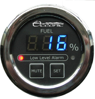 Oceanic Systems Panel Gauge Fuel Level 2" Black Face - 3350-F