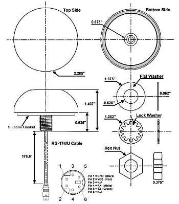 USGlobalSat USB Bulkhead Mounted WAAS Enabled Water Proof GPS Receiver MR-350P-S4
