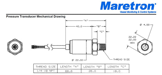 Maretron Pressure Transducer Vacuum to 1 Bar (FPM100 Accessory) PT-V-0-1BAR