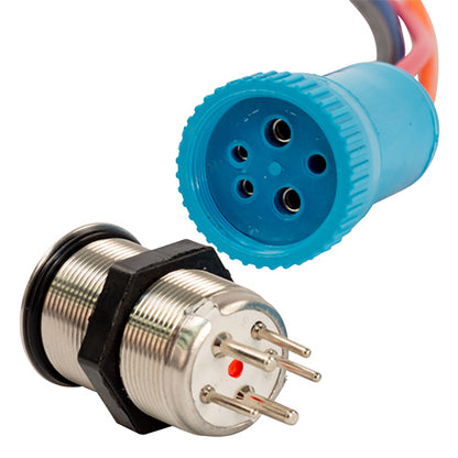 Bluewater 22mm Push Button Switch  OffOnOn Double Momentary Contact  BlueGreenRed LED  1 Lead 905921231