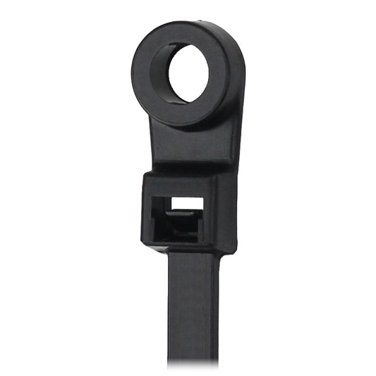 Pacer 15 Cable Tie wMounting Ring  Black  50lb Tensile Strength  4 Bundle Diameter  100 Piece Bag CTMR4S100BK