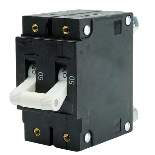 Egis C Series White Toggle Panel Mount Circuit Breaker  Double Pole 50A 3502050