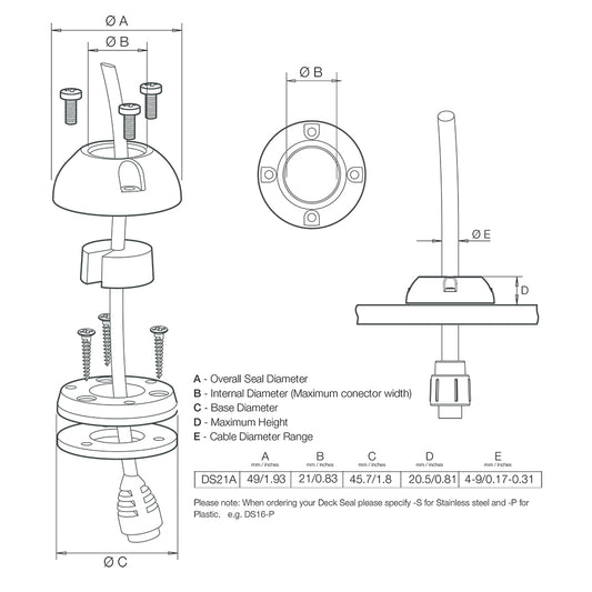 Scanstrut DS21AP Vertical Cable Seal DS21AP