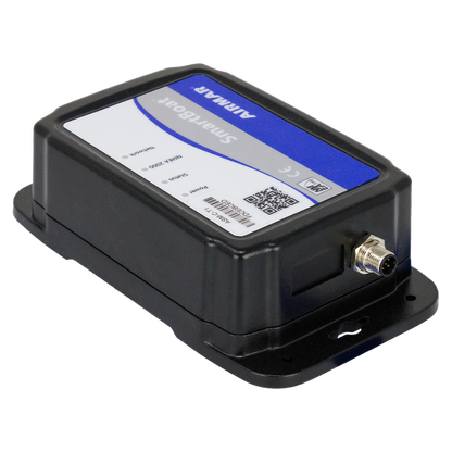 Airmar SmartBoat Module - 8 Input, 2 Thermocouple, No CAN2 - ASM-C-T1
Part #ASM-C-T1
MFG #ASM-C-T1-1A black electronic smart boat module with a blue and white label reading 'AirMar SmartBoat' and a small coaxial connector on the side, shown on a plain white background.