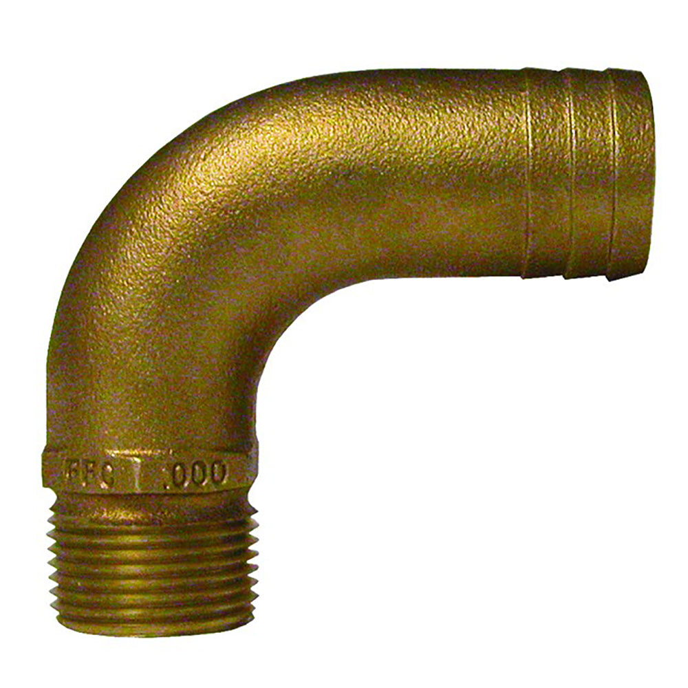 GROCO 1 NPT x 114 ID Bronze Full Flow 90 Elbow Pipe to Hose Fitting FFC1000