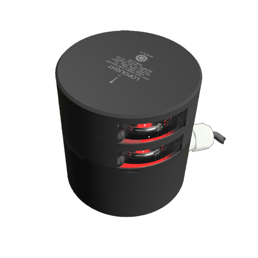 Lopolight Series 301109  Double Stacked Navigation Light  3NM  Horizontal Mount  Red  Black Housing 301109STB