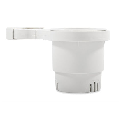 Camco ClampOn Rail Mounted Cup Holder  Small for Up to 114 Rail  White 53086