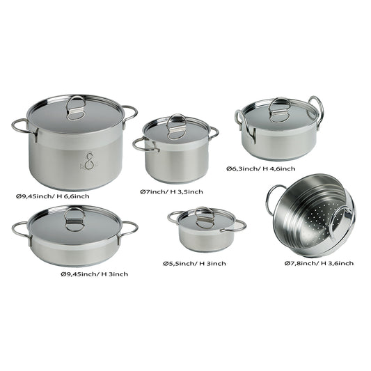 Marine Business Kitchen Cookware Pan Set SelfContaining  Stainless Steel  Set of 8 20001