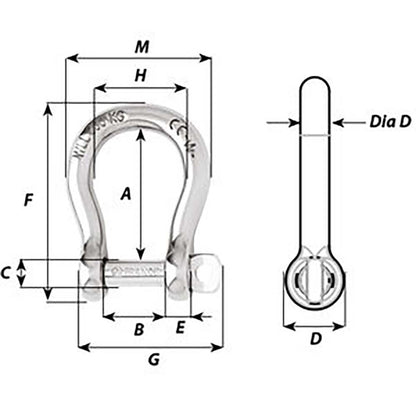 Wichard SelfLocking Bow Shackle  Diameter 4mm  532 01241