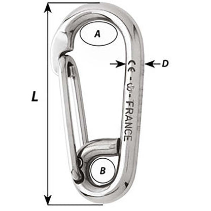 Wichard Symmetric Carbine Hook  Length 60mm  14 02313
