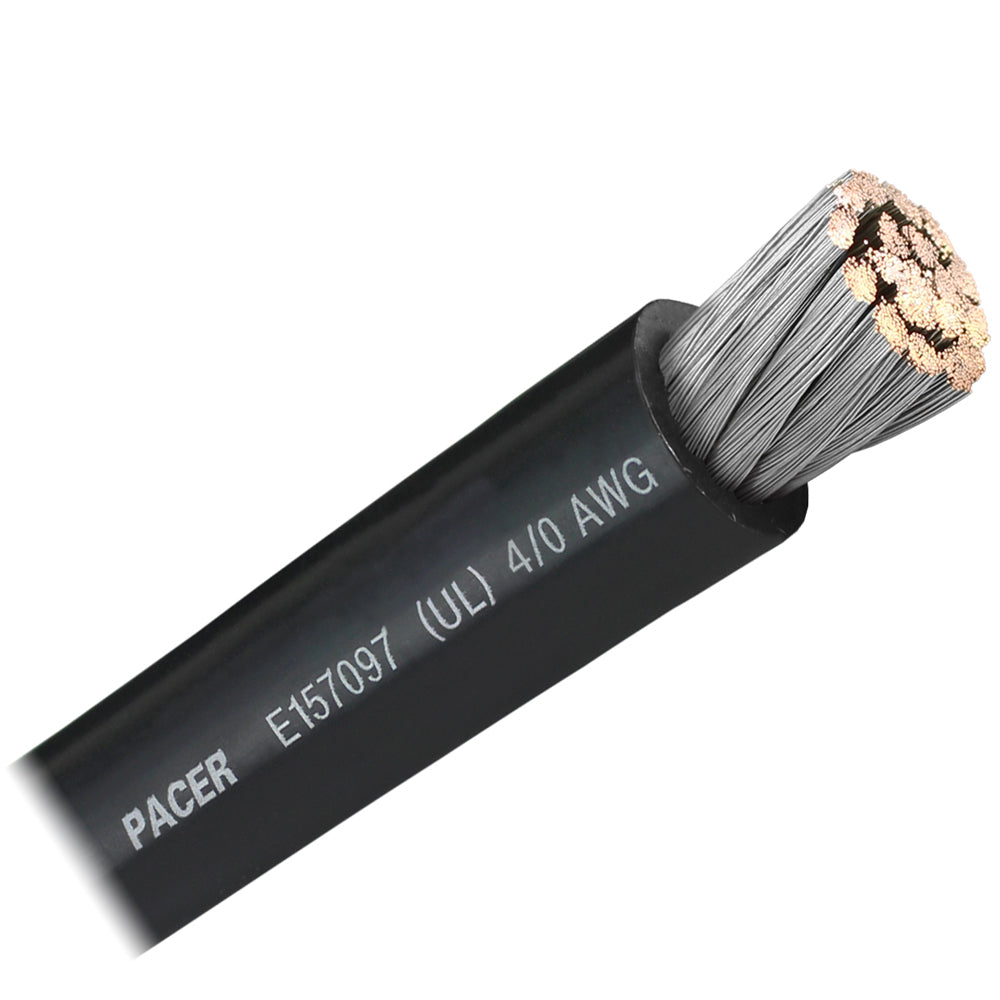 Pacer Black 40 AWG Battery Cable  Sold By The Foot WUL40BKFT