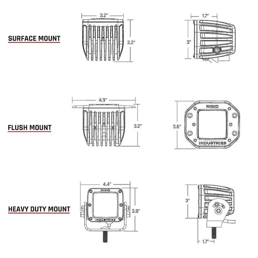 RIGID Industries DSeries PRO Flood Diffused Surface Mount Black Light  Pair 202513