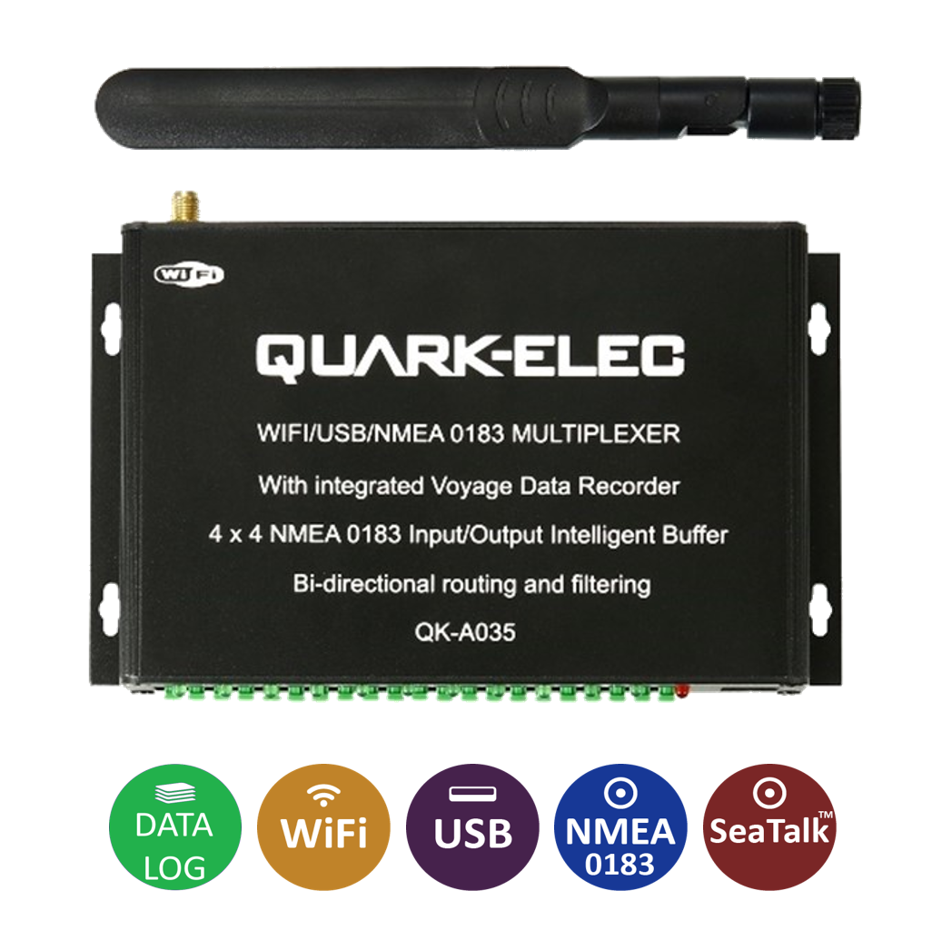 Quark-Elec QK-A035 NMEA 0183 4×4 multiplexer with SeaTalk converter + integrated voyage data recorder