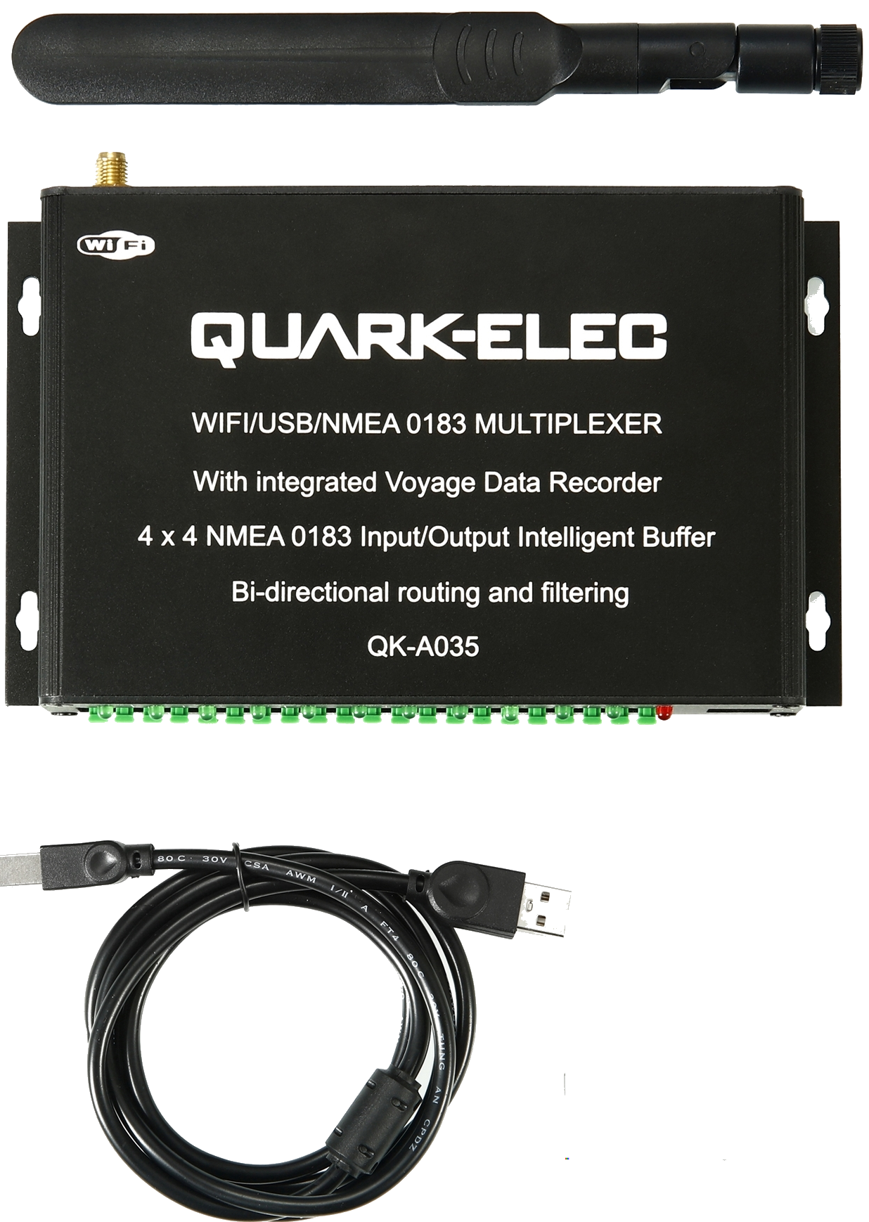 Quark-Elec QK-A035 NMEA 0183 4×4 multiplexer with SeaTalk converter + integrated voyage data recorder
