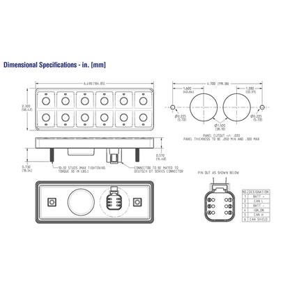 Maretron MPower® CKM12 Keypad w/CKM to NMEA 2000® Adapter Cable - 0.2M (Horizontal Orientation) - A3802-2