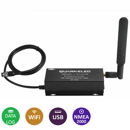 Quark-Elec NMEA 2000 to WiFi/USB Bi-directional Converter With Integrated Voyage Data Logger - QK-A036