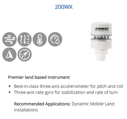 Airmar NMEA 0183 Marine, Mobile and Stationary Offshore Platform WeatherStation RS232 IPX7  -  WS-200WX-RS232