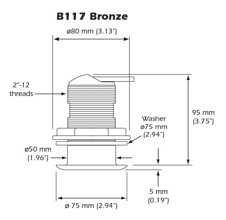 Airmar B117 50/200kHz Humminbird Bronze Low Profile Depth and Temperature Transducer - B117-DT-HB