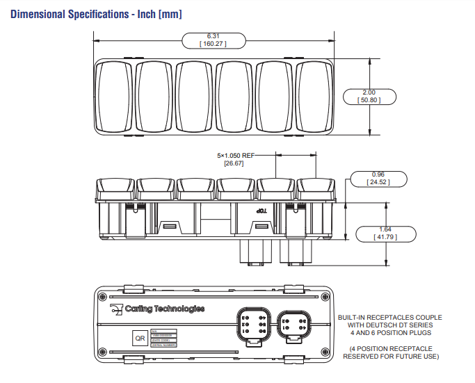 Maretron MPower® VMM6 Series Contura® Digital Switch Module, 6 Rocker -  A3801-2